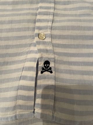 Camisa Scalpers Lino Rayas Azul Talla M