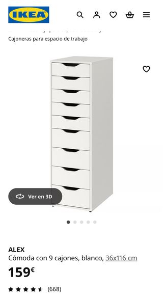 Cassettiera ALEX IKEA a 9 cassetti bianca
