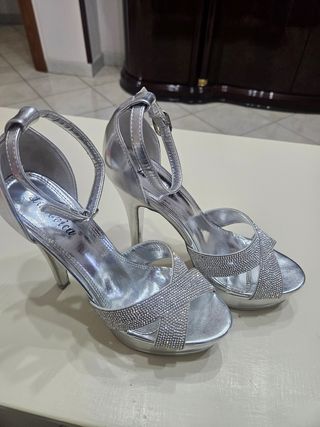Tacchi argento con strass