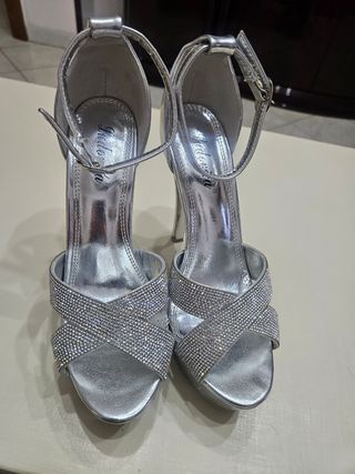 Tacchi argento con strass