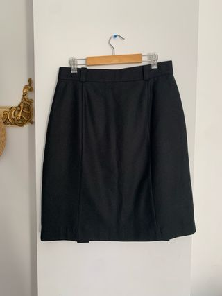 Falda Lana Vintage Negra Botones