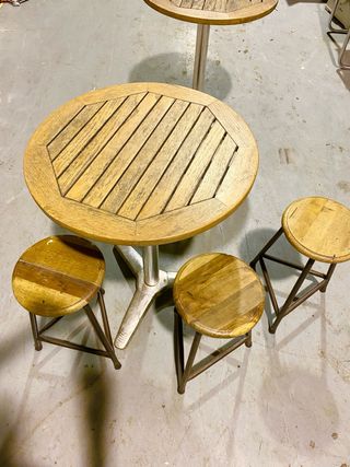 Mesa de bar redonda madera y metal