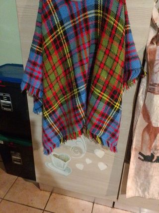 Poncho donna scozzese con frange