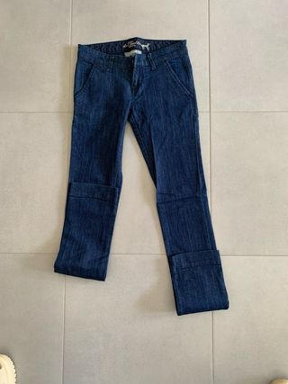 Pantalón denim corte chino Stradivarius azul