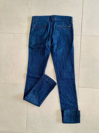 Pantalón denim corte chino Stradivarius azul