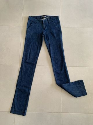 Pantalón denim corte chino Stradivarius azul