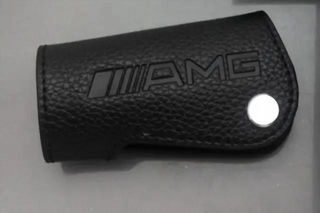FUNDA DE LLAVE LLAVERO CUERO NEGRO MERCEDES AMG