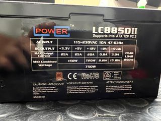 Fuente LC Power 750W | Certificada 80+ Bronze