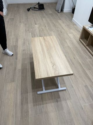 Mesa centro elevable y extensible madera.