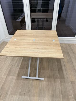 Mesa centro elevable y extensible madera.