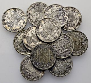 13 Monedas Alfonso XIII 50 céntimos 1904