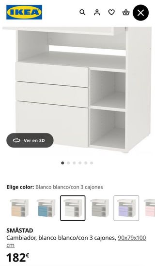 Cambiador IKEA SMÅSTAD Blanco 3 cajones