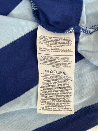 Camiseta Nike Rayas Azules Blancas algodón talla S