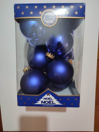 Set 10 Palline Natale Blu Opache Lucide