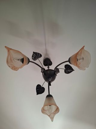 Lámpara de techo tulipas cristal y metal