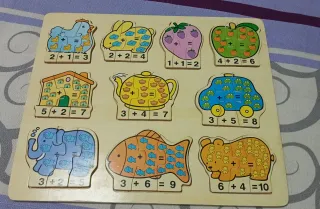 Puzzle de madera sumas para niños
