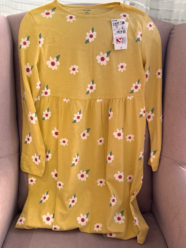 Vestido Kiabi flores amarillo talla 10