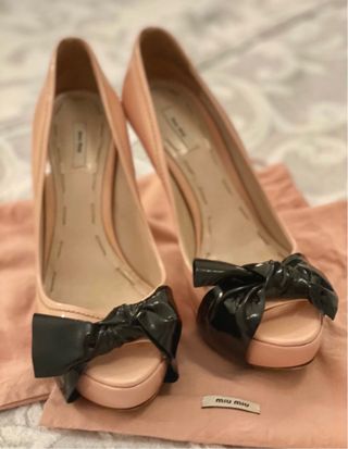 Zapatos Miu Miu Tacón Rosa y Negro