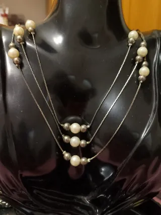 Collana lunga vintage perle e argento