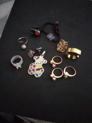 Conjunto Joyas: Anillos, Pendientes, Pulsera y Col