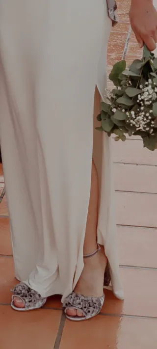 Sandalias Ganzitos Terciopelo Gris Talla 38
