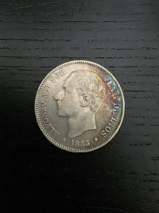Moneda 5 Pesetas Plata Alfonso XII 1883