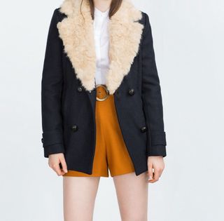 Abrigo paño Zara azul