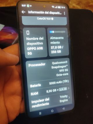 Schermo increspato ma funzionale Oppo A98 5G da 256 GB 