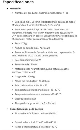 Patinete eléctrico marca Xiaomi scooter 4 PRO