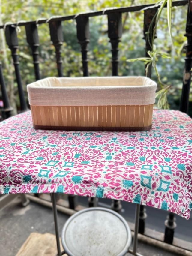 Cesto organizador bambú y tela