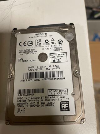 Disco Duro Hitachi 500GB 2.5 SATA