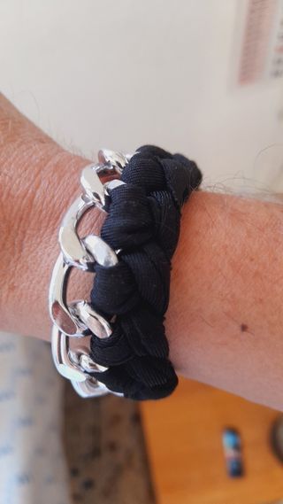 Bracciale Uomo Nero Argento Nuovo