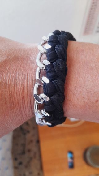 Bracciale Uomo Nero Argento Nuovo