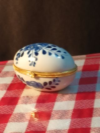 Joyero Huevo Porcelana Azul y Blanco