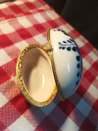 Joyero Huevo Porcelana Azul y Blanco
