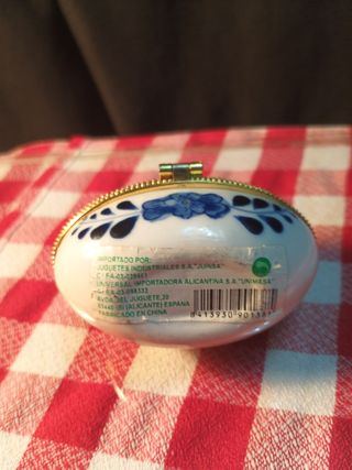 Joyero Huevo Porcelana Azul y Blanco
