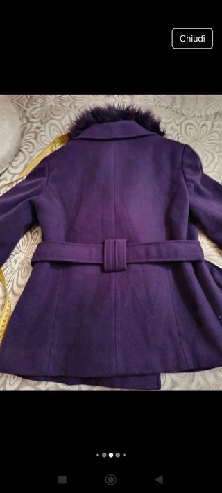 Cappotto vintage donna doppio petto viola