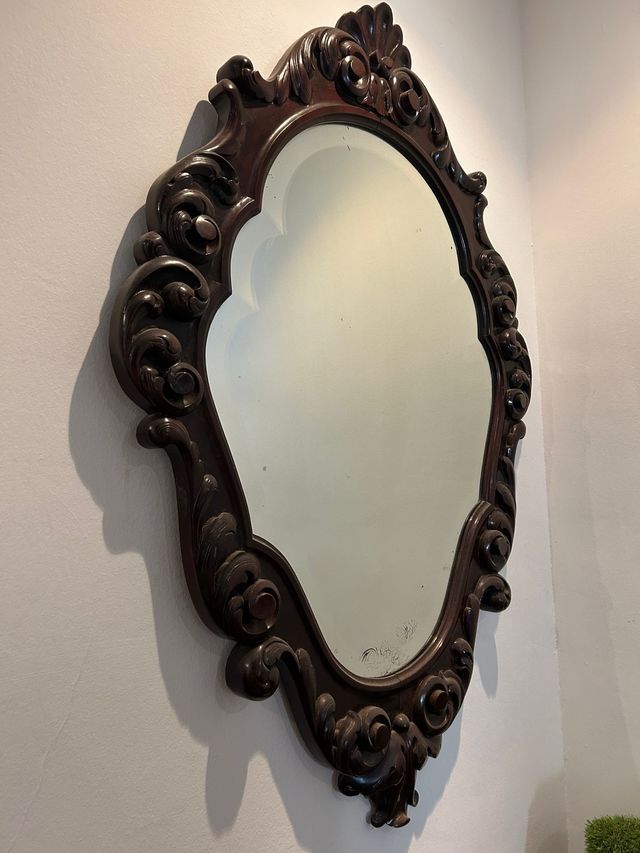 Espejo antiguo madera tallada