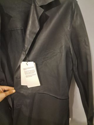 Chaqueta Piel Negra Massimo Dutti Studio Talla L