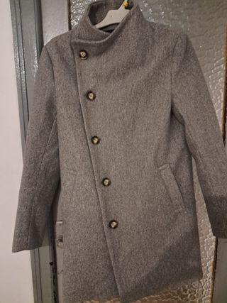 Abrigo largo gris jaspeado Frilivin Talla L