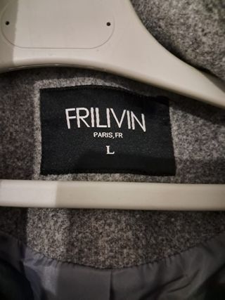Abrigo largo gris jaspeado Frilivin Talla L