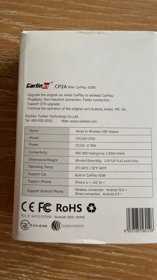 CarlinKit Inalámbrico CPC200-CP2A