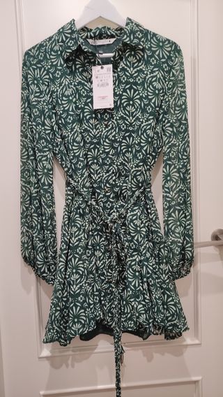 Vestido Zara verde estampado
