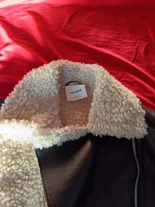 Cazadora mujer lana negra y beige