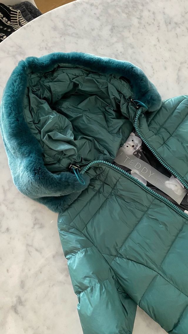 Piumino Bosideng verde con cappuccio