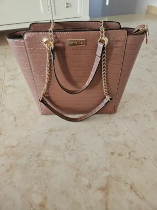 Bolso Carvela Rosa Piel Cocodrilo Dorado
