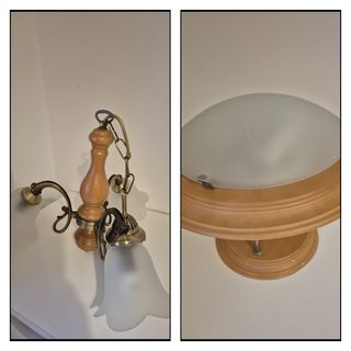 Conjunto 2 Lámparas Salón Madera y Metal