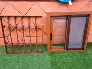 Ventana 80x80 con reja y mosquitera