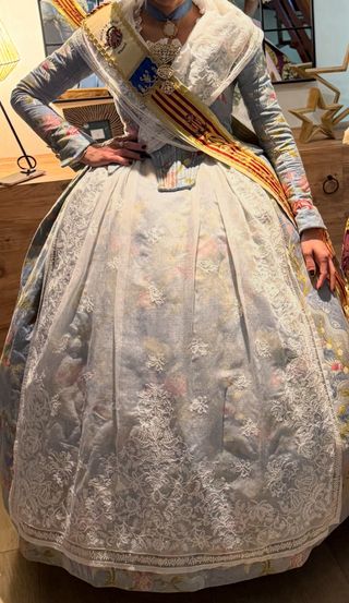 Vestido de Fallera azul y rosa