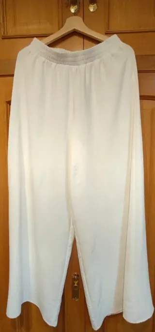 Pantalón Zara Blanco Ancho